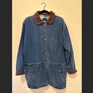 St. John’s Bay Denim Barn Jacket L Corduroy Collar Workwear